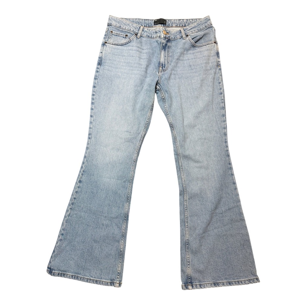 ASOS DESIGN Womens Light Wash Flare Jeans Size 34/30 Blue Denim Retro Y2K